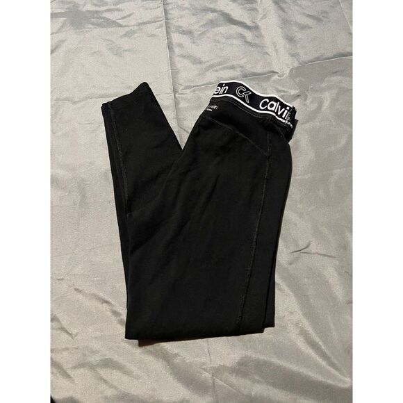 Calvin Klein Performance‎ Stretch Pants Womens Size Small Black White Logo - Picture 3 of 11